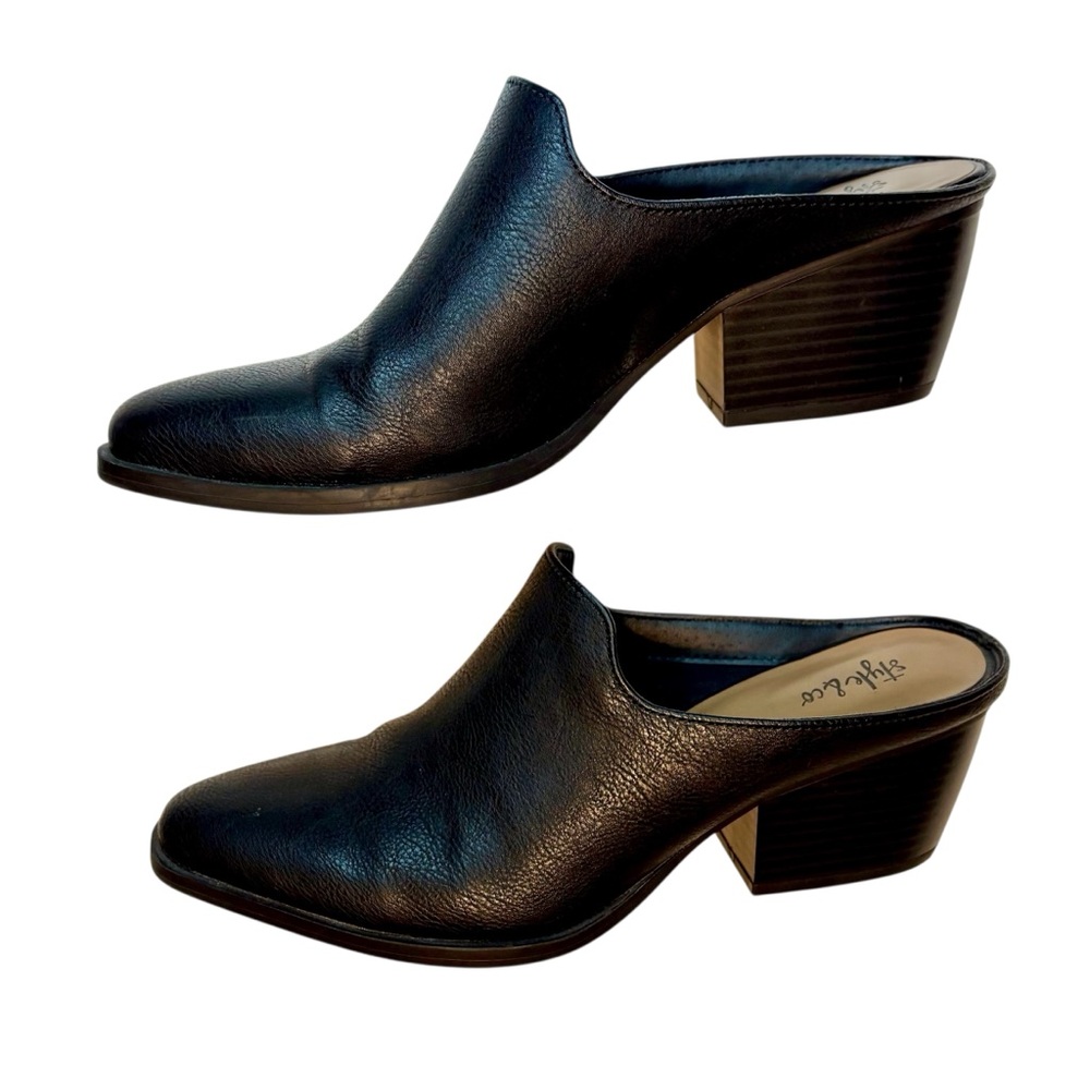 Style & Co Black Leather Block Heel Mules – Size 7.5 - Picture 4 of 9